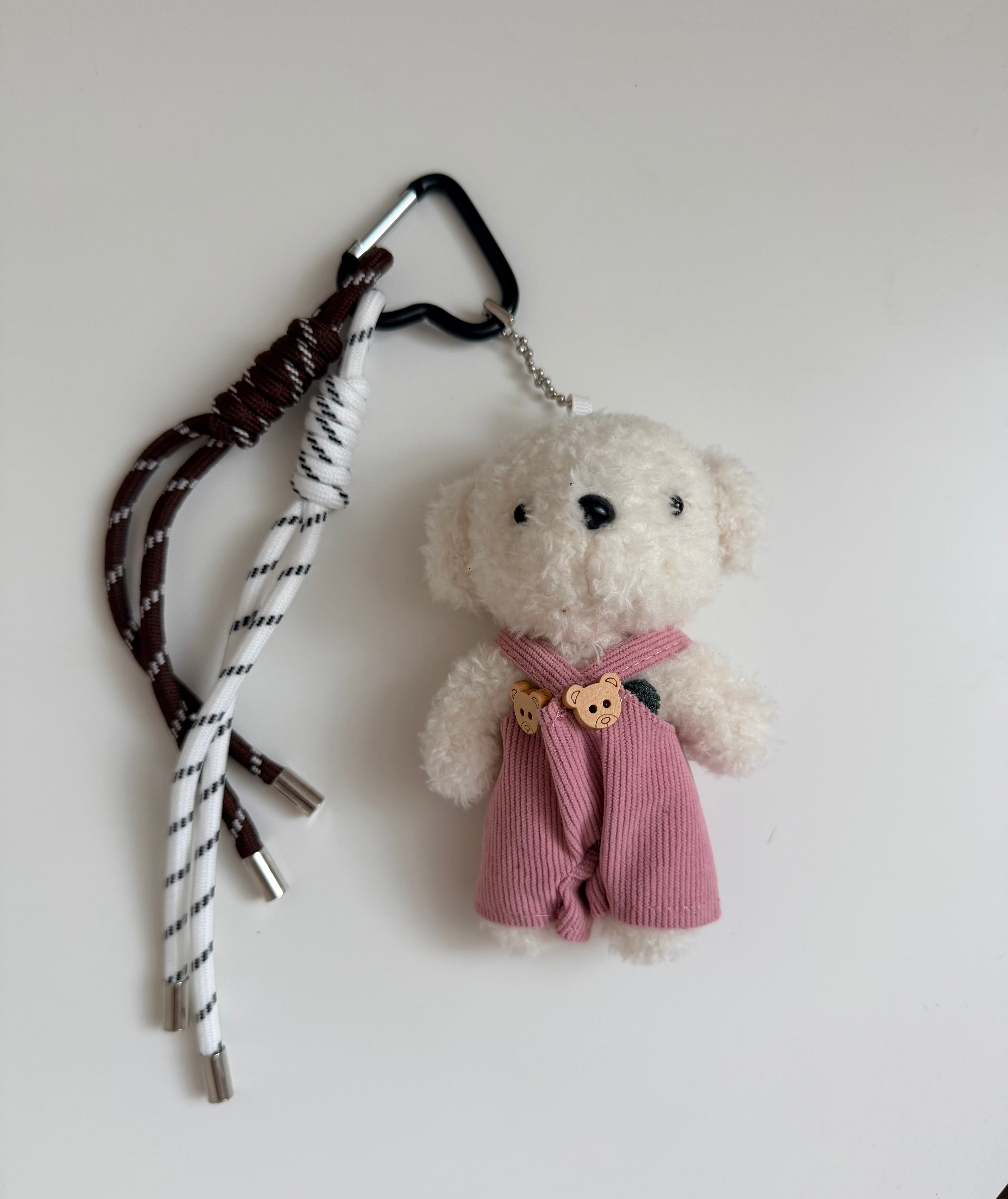 Accessoire de sac – Ourson blanc et rose