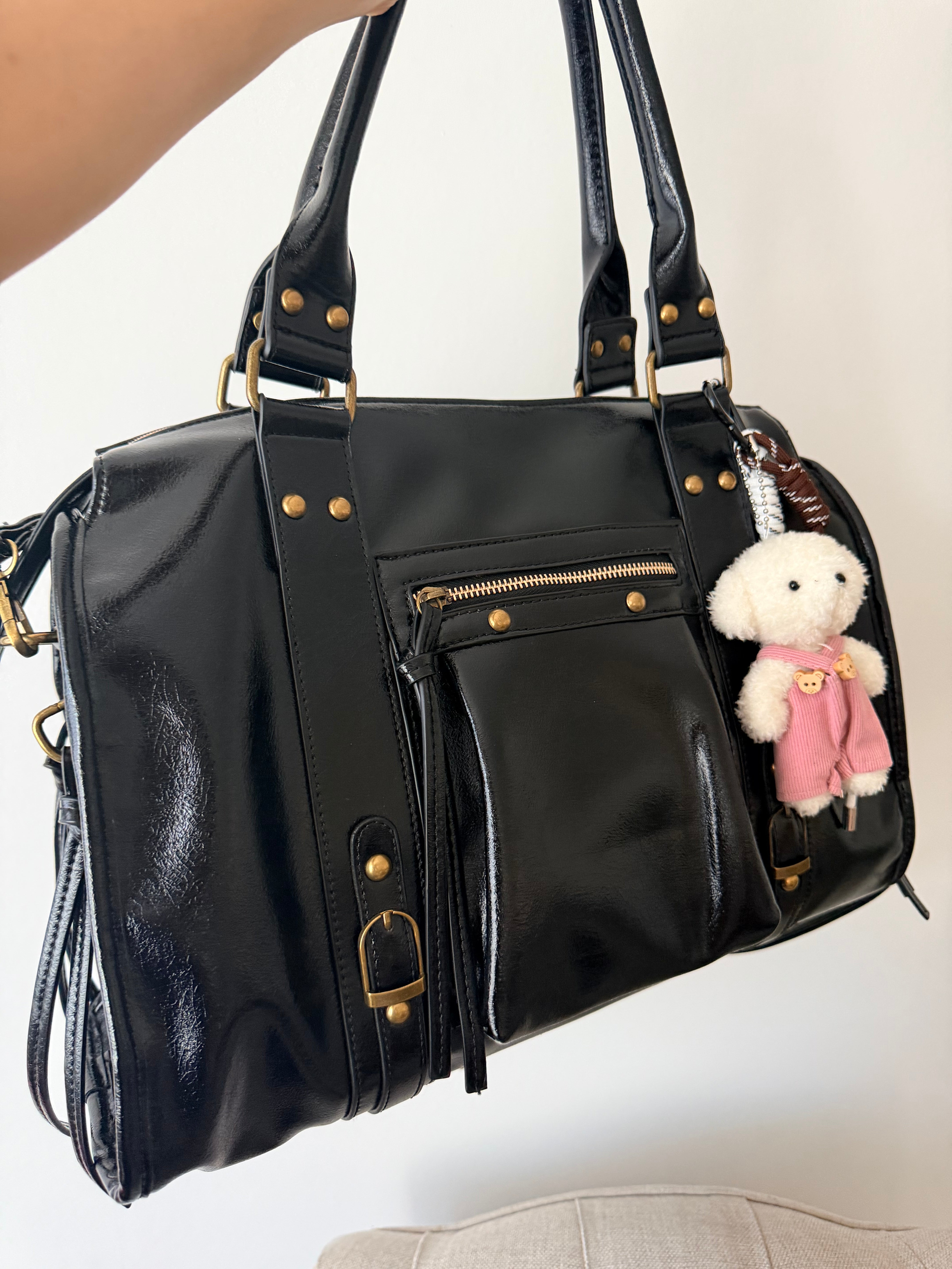 Accessoire de sac – Ourson blanc et rose