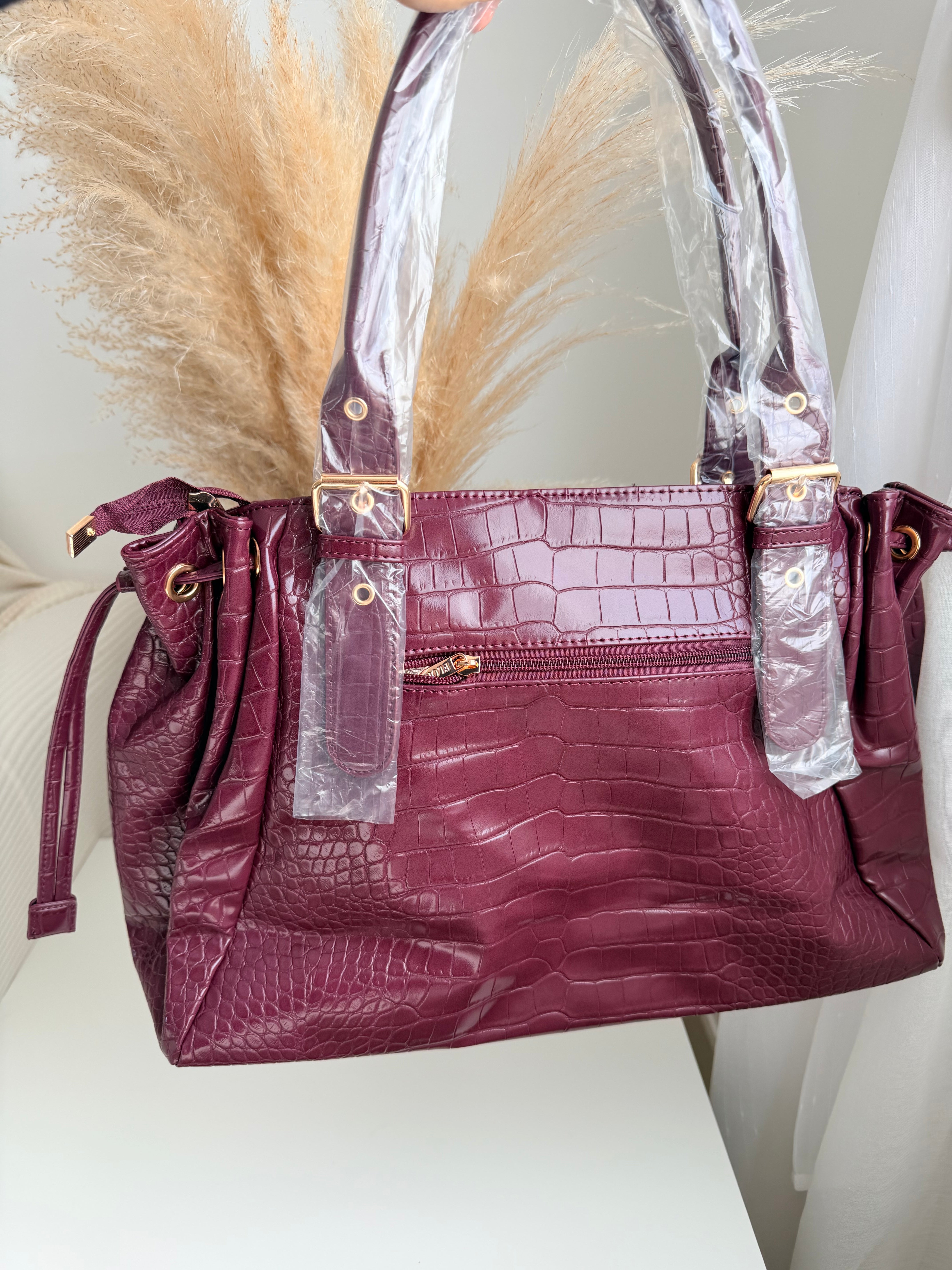 Sac l’intemporel - Croco Bordeaux
